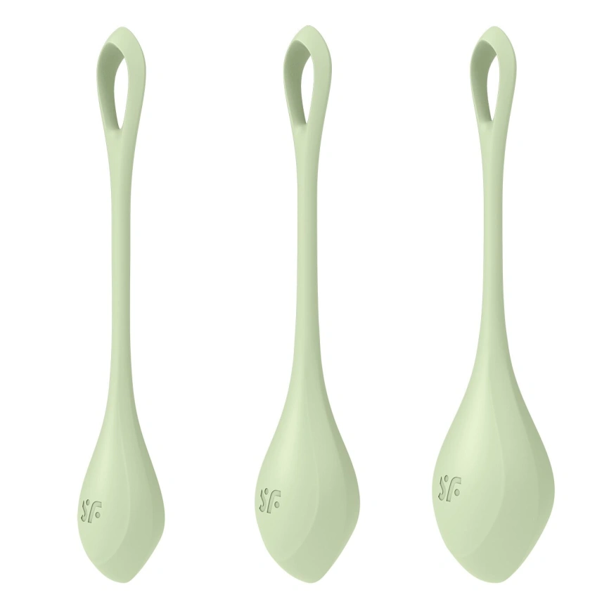 Набор йони-бусин Satisfyer Yoni Power 2 Light Green, диаметр 2-2,5-3 см, масса 22-44-73 г фото 1