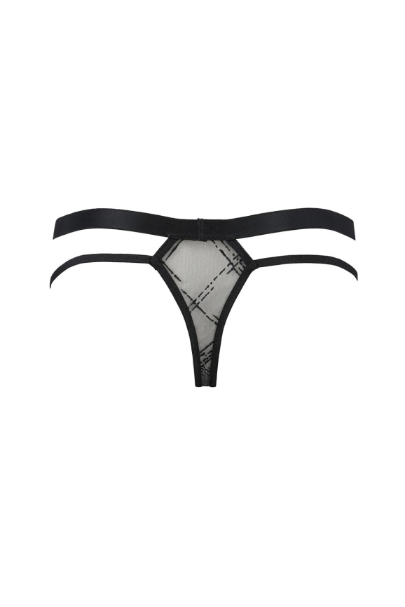 Чоловічі прозорі стринги Passion 029 THONG COLLIN XXL/XXXL Black, сітка фото 4