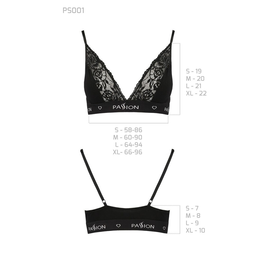 Еластичний топ з мереживом Passion PS001 TOP L, black фото 6