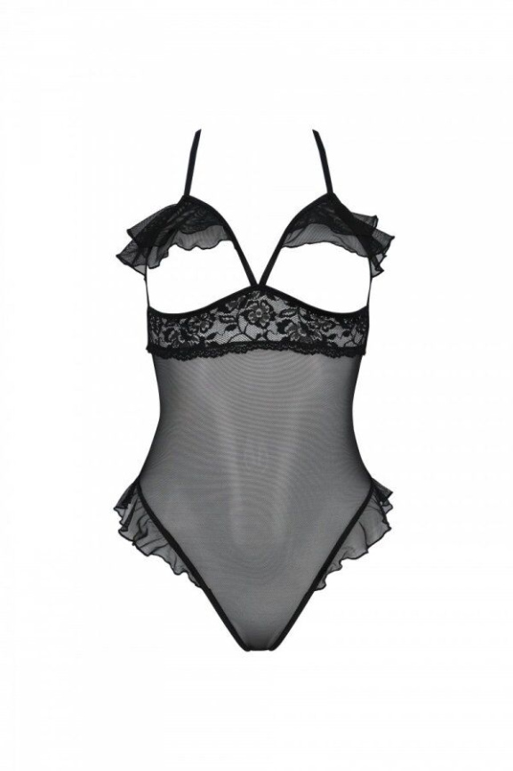 Еротичне боді Passion DOLLY BODY, S/M, black, з відкритими чашками фото 3