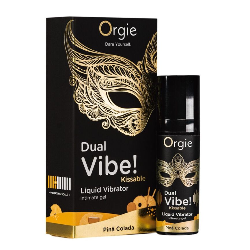 Рідкий вібратор Orgie Dual Vibe! Pina Colada Kissable Liquid Vibrator, 15 мл фото 1
