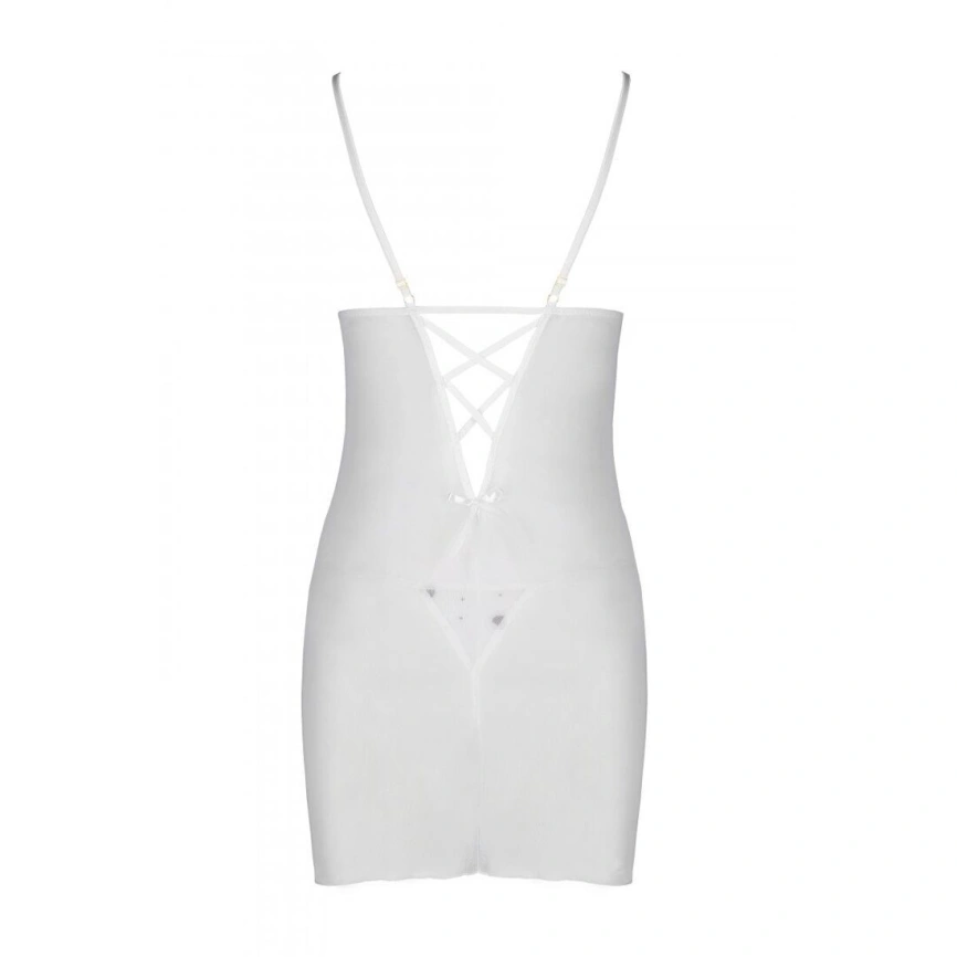 Сорочка с вырезами на груди, стринги Passion LOVELIA CHEMISE S/M, white фото 13