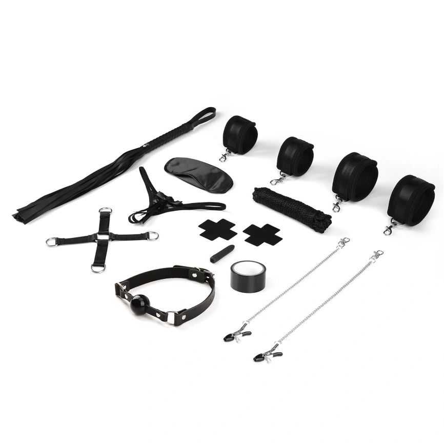 БДСМ-набор Liebe Seele Bound You 12pcs set, 12 предметов, в комплекте вибропуля и кружевные стринги фото 2
