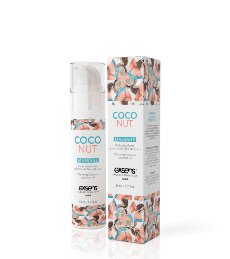 Масажна олія EXSENS Coconut 50 мл розігрівальна, без цукру, без парабенів, їстівна фото 1