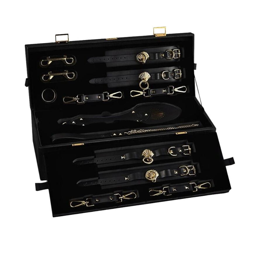 Розкішний набір для BDSM Zalo Bondage Play Kit, 10 аксесуарів у кейсі, шкіра, кристал Swarovski фото 1
