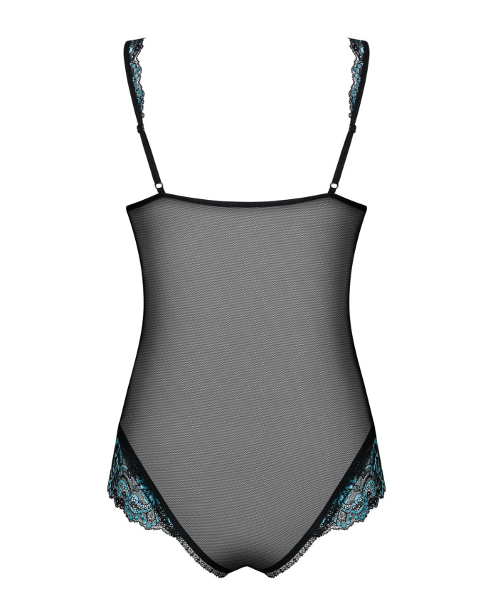 Сітчасте боді на кісточках Obsessive Amanta teddy L/XL, чорне, з доступом фото 6