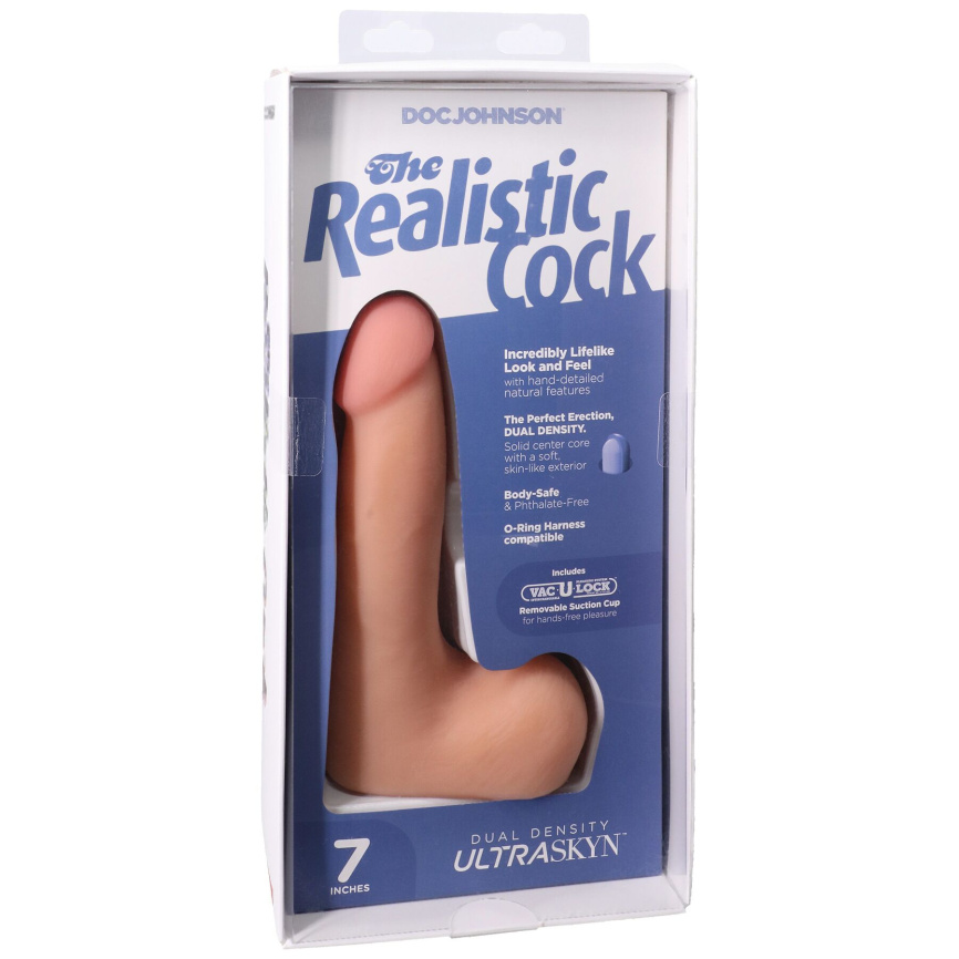 Фалоімітатор Doc Johnson The Realistic Cock ULTRASKYN - 7 Inch with Balls Vanilla фото 8