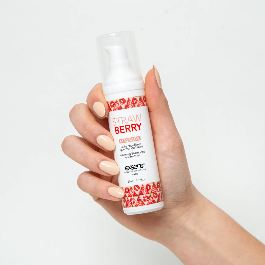 Масажна олія EXSENS Strawberry 50 мл розігрівальна, без цукру, без парабенів, їстівна фото 4