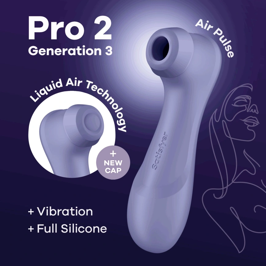 Вакуумный клиторальный стимулятор Satisfyer Pro 2 Generation 3 with Liquid Air Lilac фото 1
