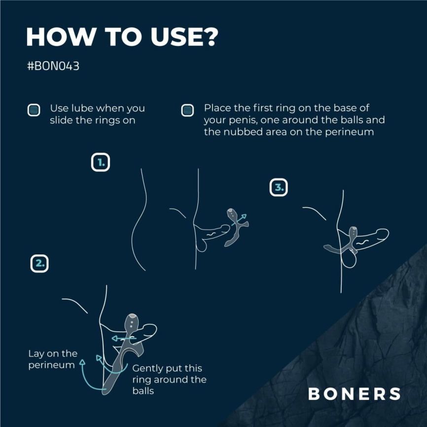 Ерекційне кільце Boners Triple Cockring фото 11