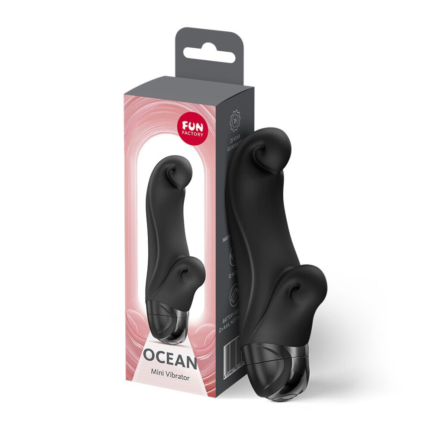 Вібратор-кролик Fun Factory OCEAN Black, для клітора та точки G, 6 режимів, на батарейках фото 3