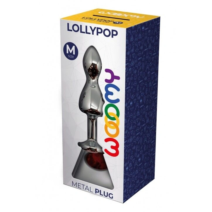 Металлическая анальная пробка Wooomy Lollypop Double Ball Metal Plug Red M диаметр 3,1см, длина 9,4с фото 3
