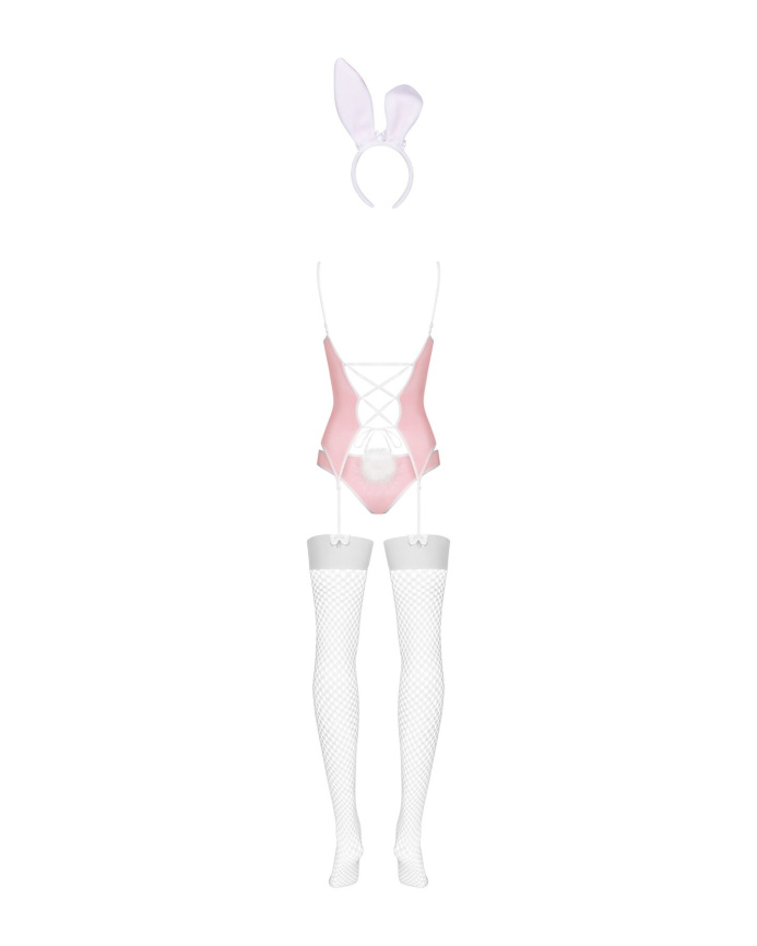 Еротичний костюм зайчика Obsessive Bunny suit 4 pcs costume pink L/XL, рожевий, топ з підв’язками фото 6