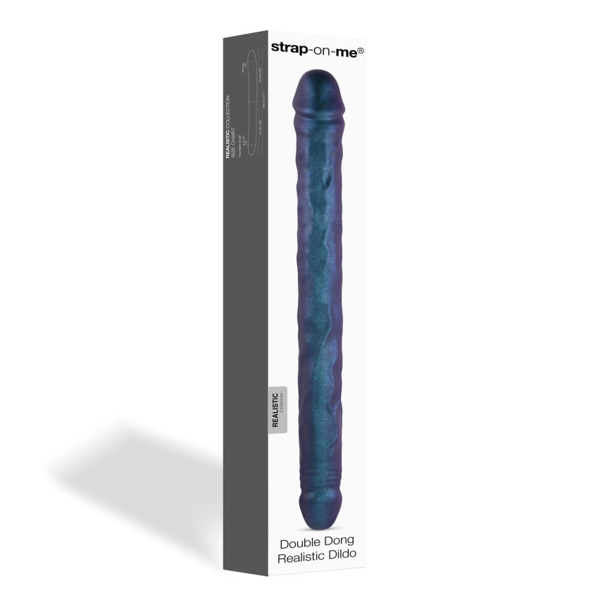 Фалоімітатор подвійний Strap-On-Me DOUBLE DONG REALISTIC DILDO - SNAKY METALLIC COLOR фото 3