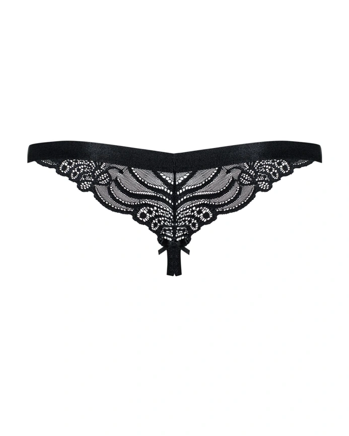 Кружевные танга с доступом Obsessive 828-THC-1 crotchless thong S/M, черные фото 6