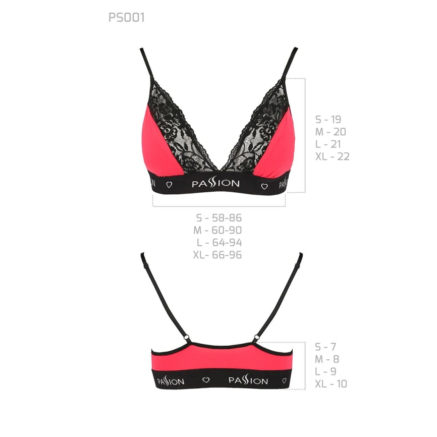Эластичный топ с кружевом Passion PS001 TOP L, red-black фото 10