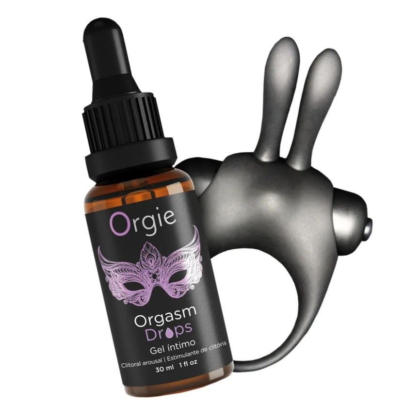 Набір Orgie Orgasmic Bunny: збуджувальні краплі та ерекційне віброкільце фото 2
