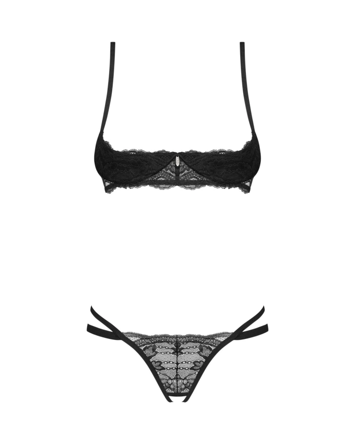 Комплект Obsessive Nutris 2-pcs crotchless set, M/L, лиф с открытыми чашками, трусики с доступом фото 3