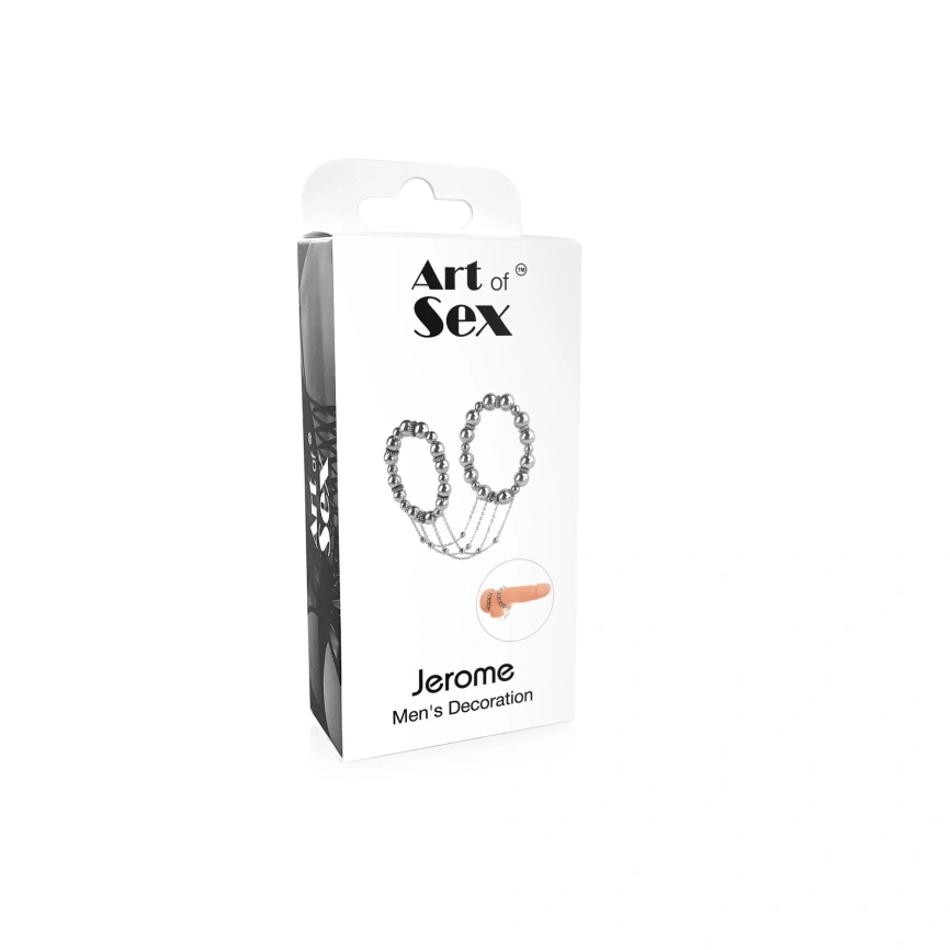 Сексуальное украшение на пенис и мошонку Art of Sex - Jerome, Серебро фото 5