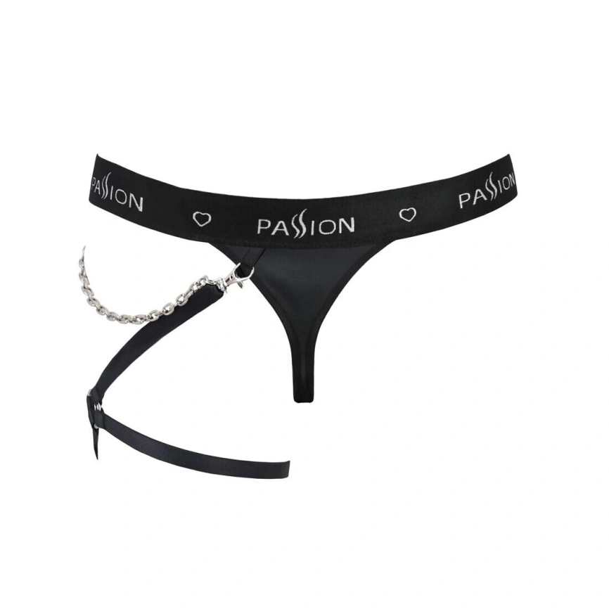 Мужские трусики танга с подвязкой Passion 058 THONG BILL S/M Black фото 12