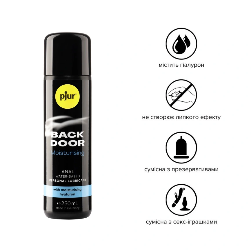 Анальный лубрикант pjur BACK DOOR Moisturising 250 мл, на водной основе, с гиалуроном, эффект силикона фото 5