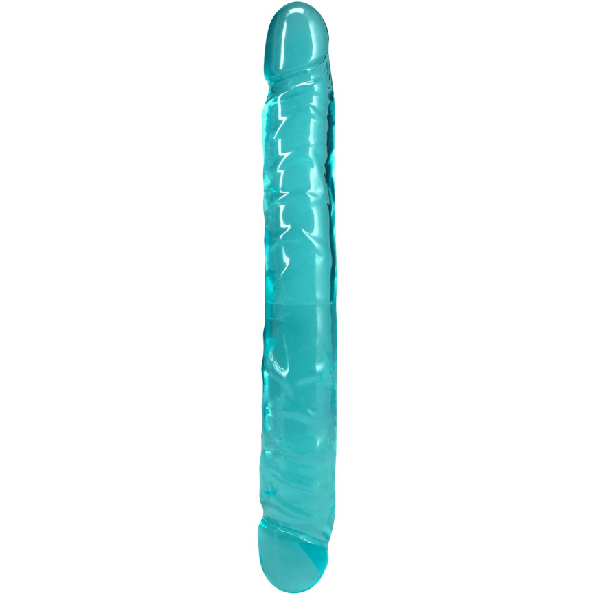 Фалоімітатор двосторонній Doc Johnson Crystal Jellies 12" Jr. Double Dong Teal фото 1