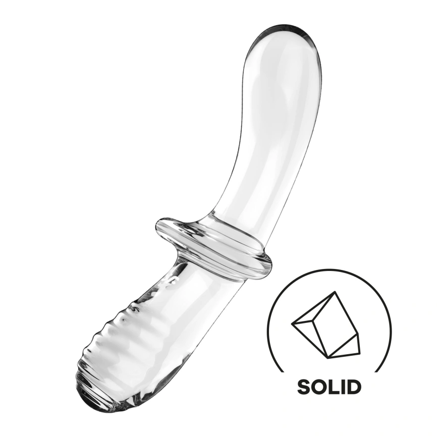Двусторонний стеклянный дилдо Satisfyer Double Crystal Transparent, боросиликатное стекло, унисекс фото 1