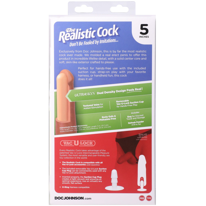 Фалоімітатор Doc Johnson The Realistic Cock ULTRASKYN - 5 Inch Vanilla фото 11