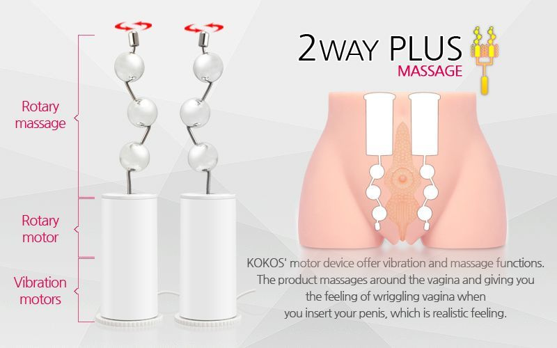 Мастурбатор-полуторс Kokos Cherry 2WayPlus з функцією масажу та вібрацією з вібрацією і масажем, два входи: вагіна і попка фото 7