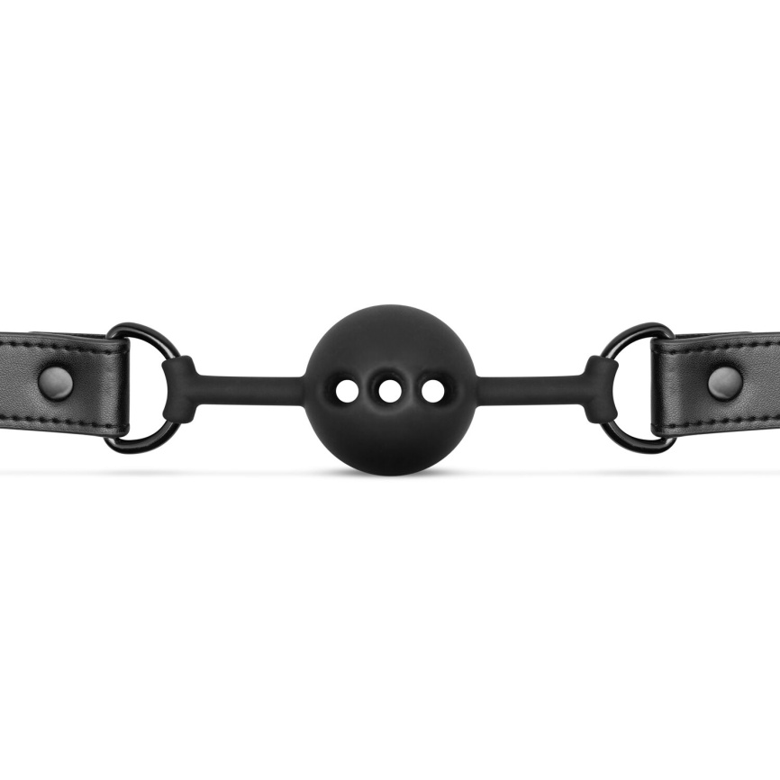 Повітропроникний кляп Bedroom Fantasies: Breathable Silicone Ball Gag, чорний фото 3