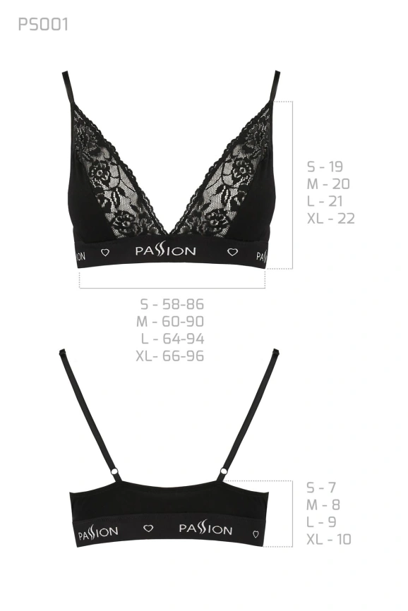 Эластичный топ с кружевом Passion PS001 TOP XL, black фото 3
