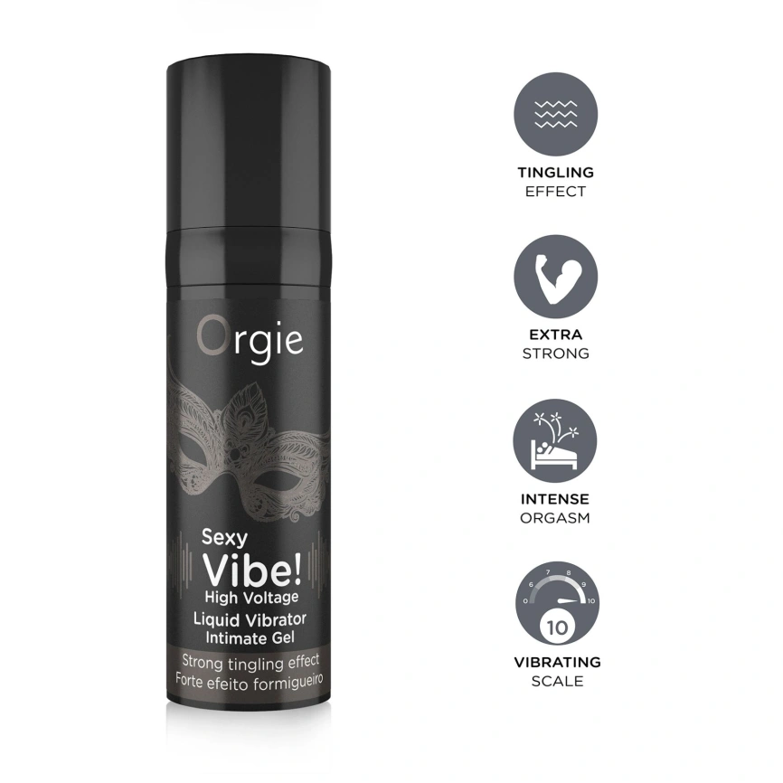 Жидкий вибратор Orgie Sexy Vibe! High Voltage, 15 мл, эффект мурашек + очень мощная вибрация фото 3
