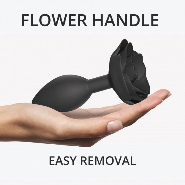 Силиконовая анальная пробка Love To Love OPEN ROSES L SIZE - BLACK ONYX фото 4