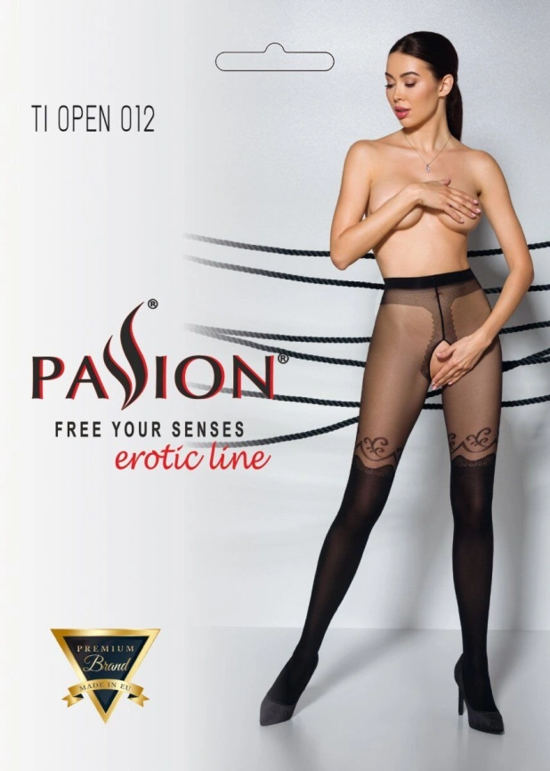 Колготки с открытым доступом, двойная плотность Passion TIOPEN 012 3/4 (20/40 den), black фото 3