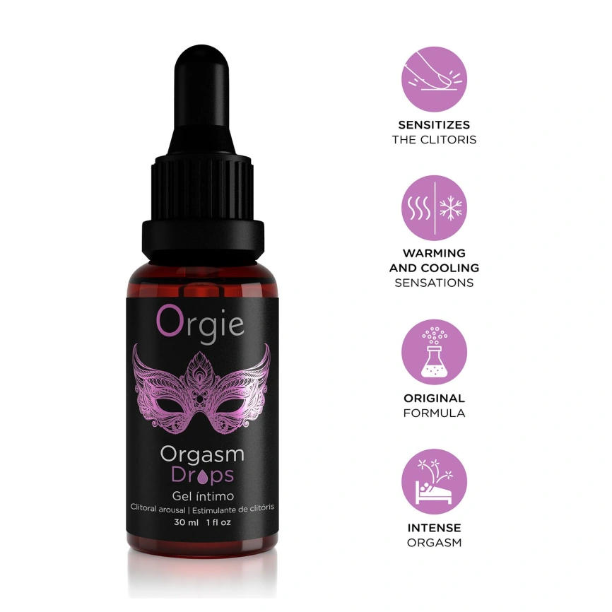 Возбуждающие капли для клитора Orgie Orgasm Drops, 30 мл, эффект разогрева и охлаждения фото 3