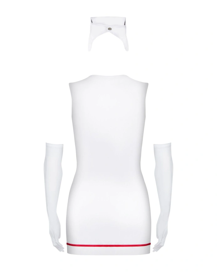 Эротический костюм медсестры Obsessive Emergency dress S/M, white, платье, стринги, перчатки, чепчик, стетоскоп фото 3