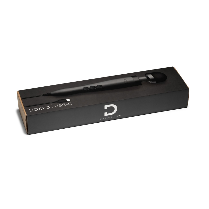 Вібромасажер DOXY3 USB-C Massager MATTE BLACK, кабель USB-C, регульована інтенсивність, компактний фото 5