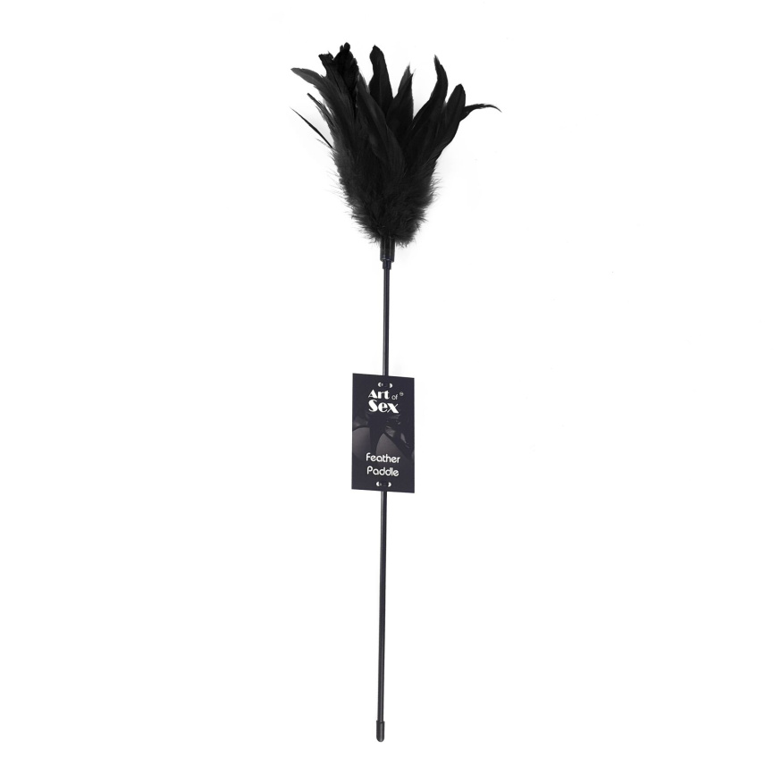 Лоскітка з пером півня Art of Sex – Feather Paddle, чорна фото 3
