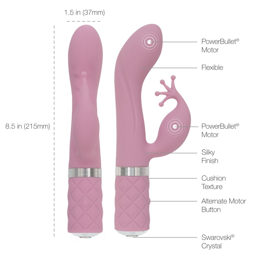 Розкішний вібратор-кролик Pillow Talk - Kinky Pink з кристалом Сваровські, потужний фото 8