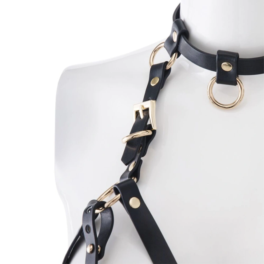 Портупея на грудь LOCKINK SEVANDA Queen Chest Harness with Removable Bra, черная, со съемными пэстис фото 4