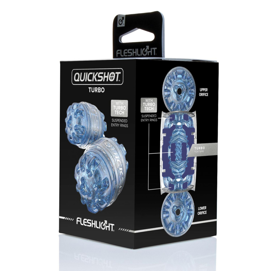 Мастурбатор Fleshlight Quickshot Turbo Blue Ice, компактний, наскрізний, підійде для пар та мінету фото 6