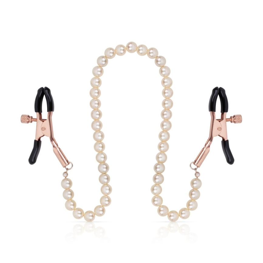 Затискачі для сосків з перлинним ланцюжком Rosy Gold - Nipple Clamps Pearls фото 2