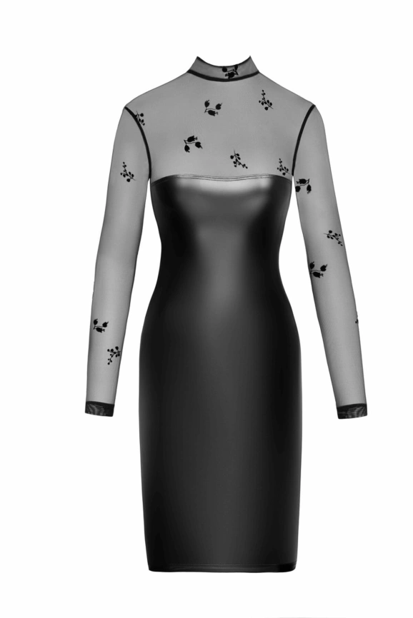 Платье Noir Handmade F310 Sublime, XL, black, миди, мокрый эффект, верх — сетка, длинный рукав фото 4