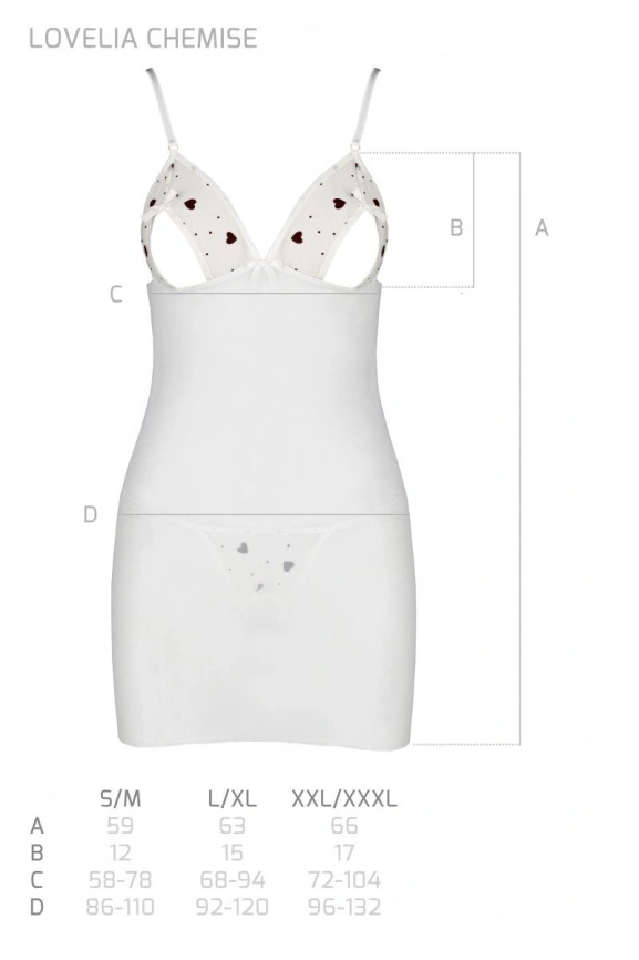 Сорочка с вырезами на груди, стринги Passion LOVELIA CHEMISE XXL/XXXL, white фото 7