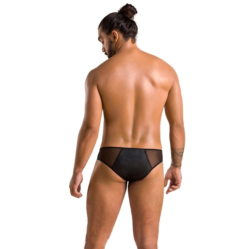Мужские слипы на молнии Passion 042 SLIP TIMMY L/XL Black, экокожа, сетка фото 10
