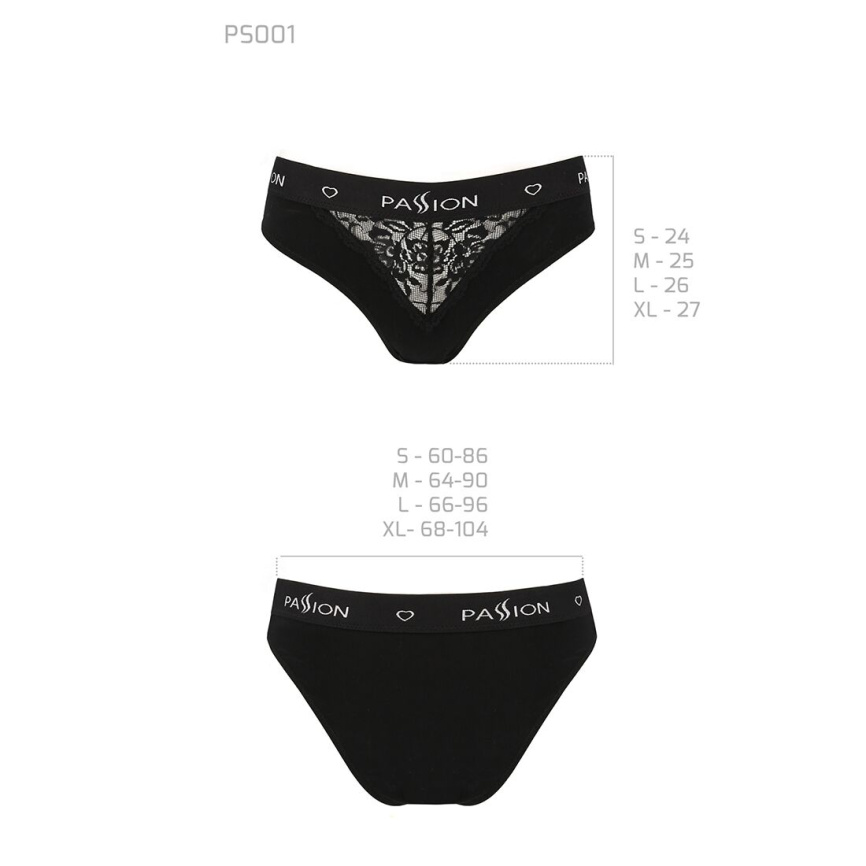 Трусики з широкою гумкою і мереживом Passion PS001 PANTIES S, black фото 6