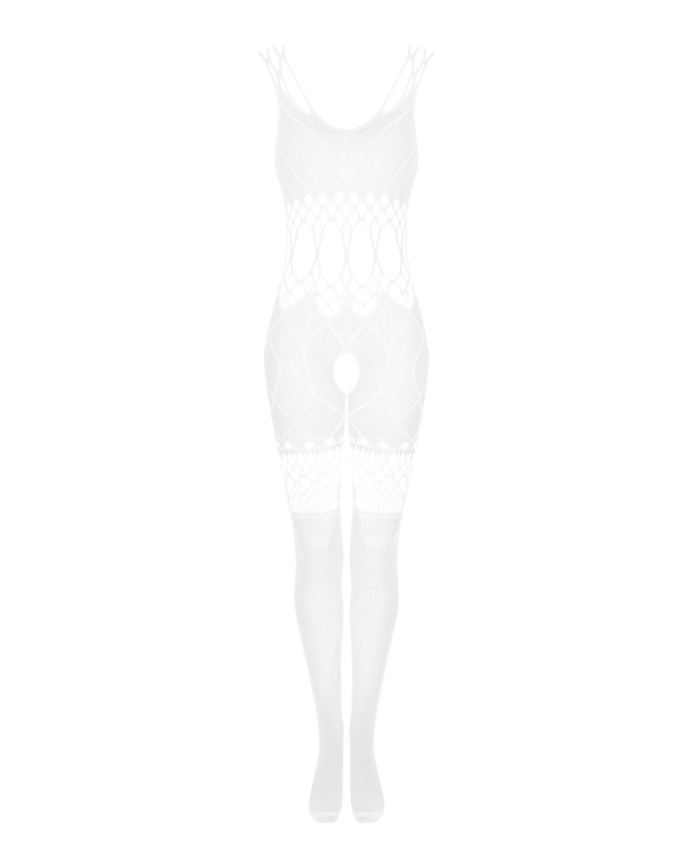 Сітчастий бодістокінг з імітацією топа та шортів Obsessive Bodystocking G330 S/M/L, white, з доступо фото 3