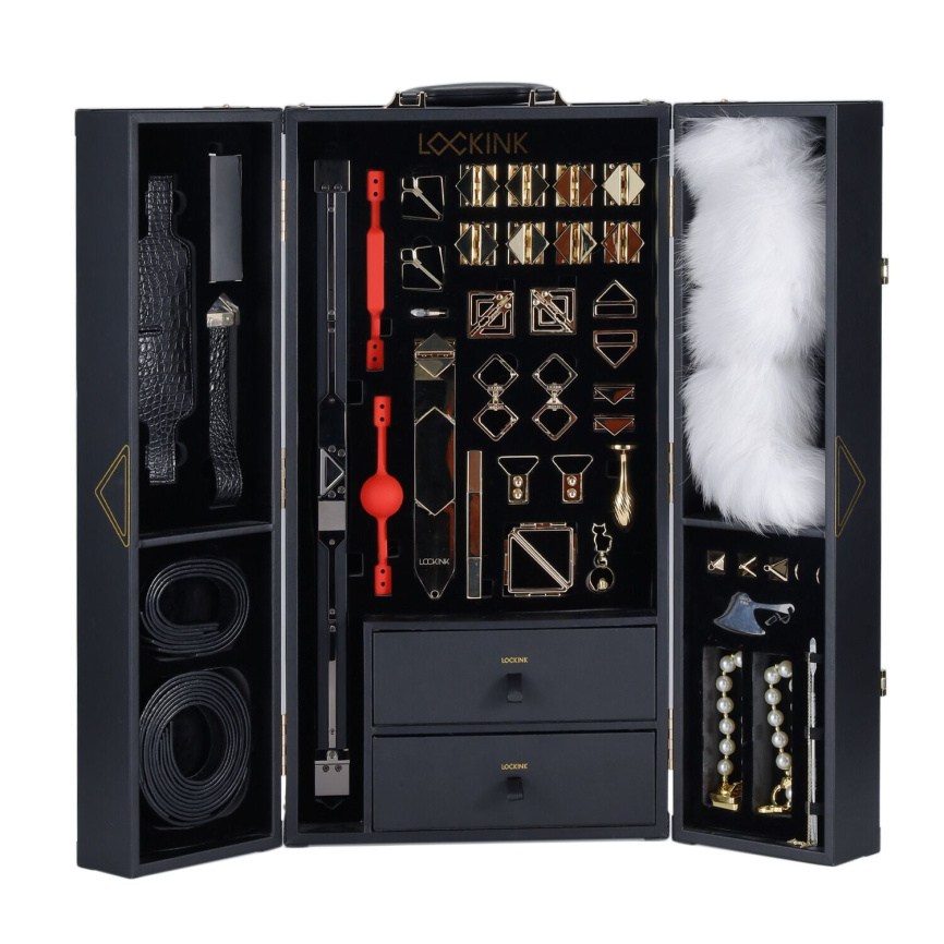 БДСМ-набір LOCKINK All-in-1 BDSM Play Kit, чорний, шкіра з тисненням, предмети для бондажу, шибарі, ваксплею фото 7