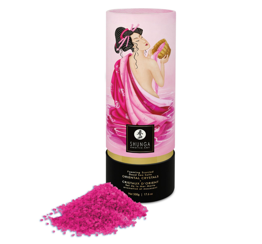 Пінлива сіль для ванни Shunga Dead Sea salt Oriental Crystals — Rose Petal (500 г), Мертвого моря фото 5
