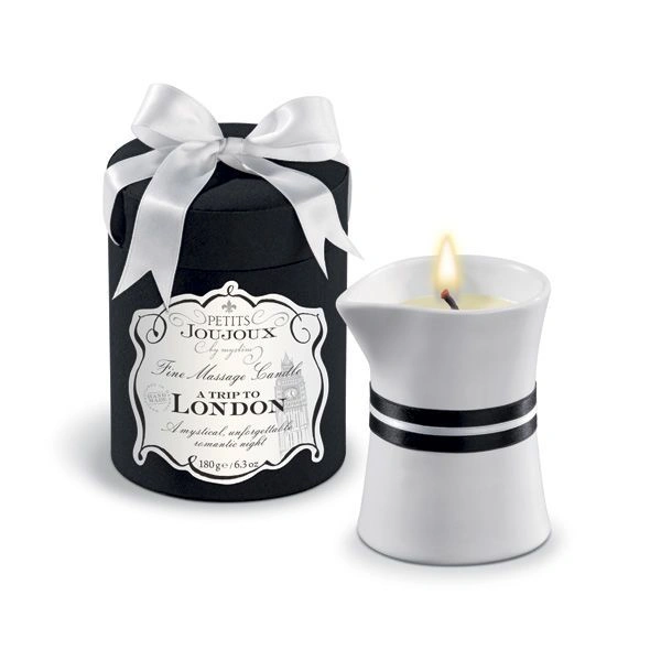 Массажная свечa Petits Joujoux - London - Rhubarb, Cassis and Ambra (190 г) роскошная упаковка фото 1